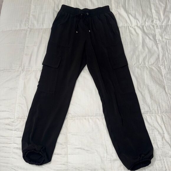 Michael kors new Black lightweight satin fabric Cargo Jogger Pants w pockets - Picture 10 of 12